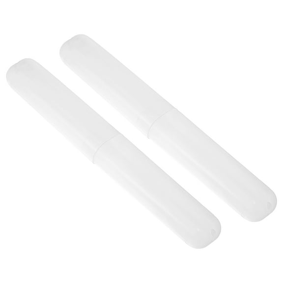 Unique Bargains 2 Pcs Plastic Lightweight Traveling Toothbrush Holders Case for Travel Business 7.48"x1.06" White