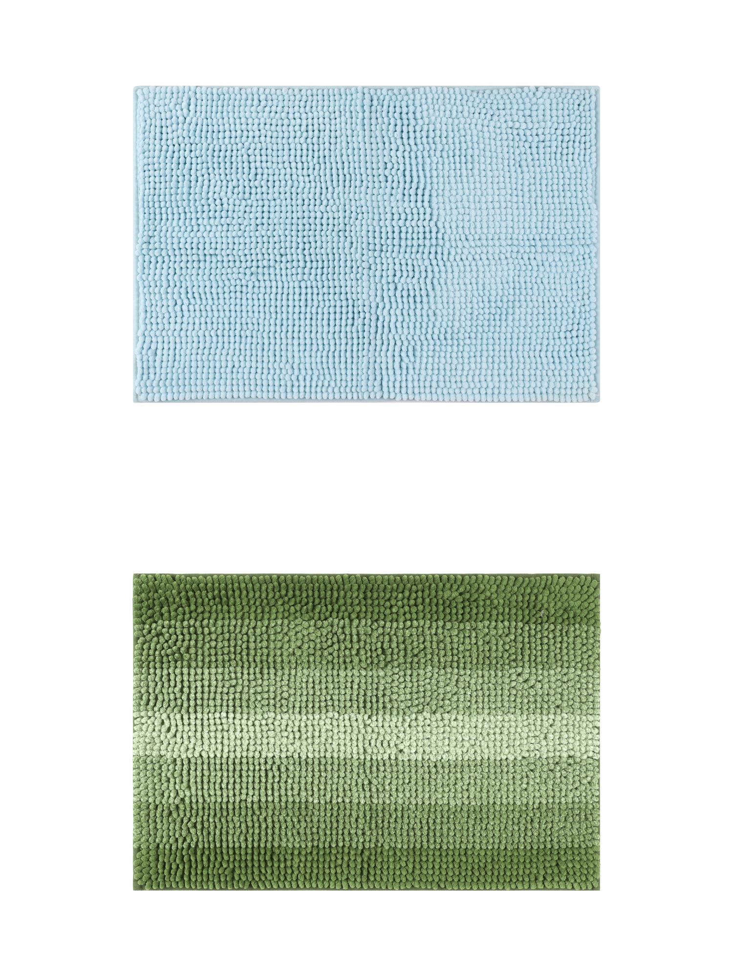 Unique Bargains 2 Pcs Plush Fluffy Extra Thick Mat Blue/Green 16" x 24"