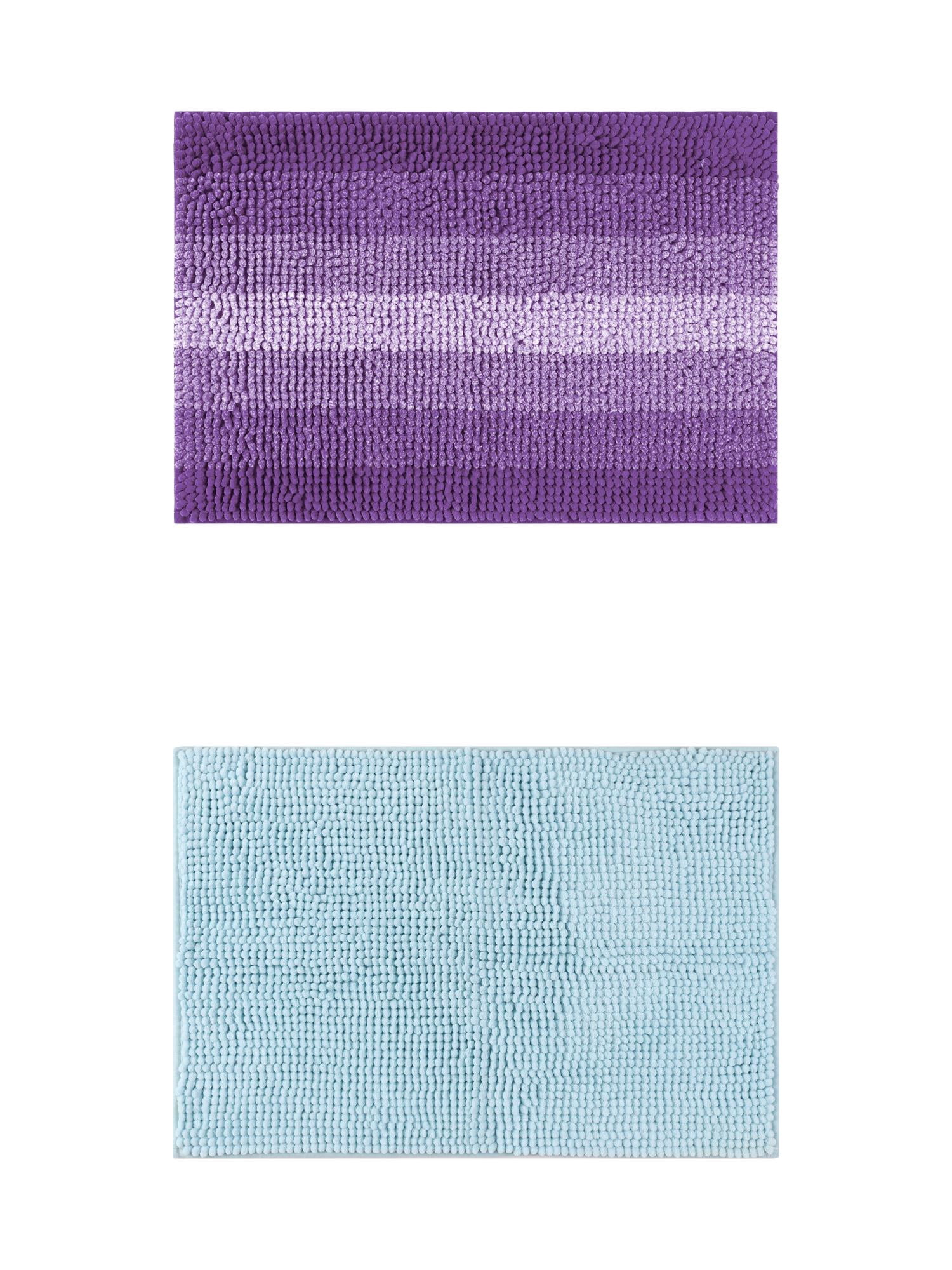 Unique Bargains 2 Pcs Plush Fluffy Extra Thick Mat Blue/Purple 20" x 32"