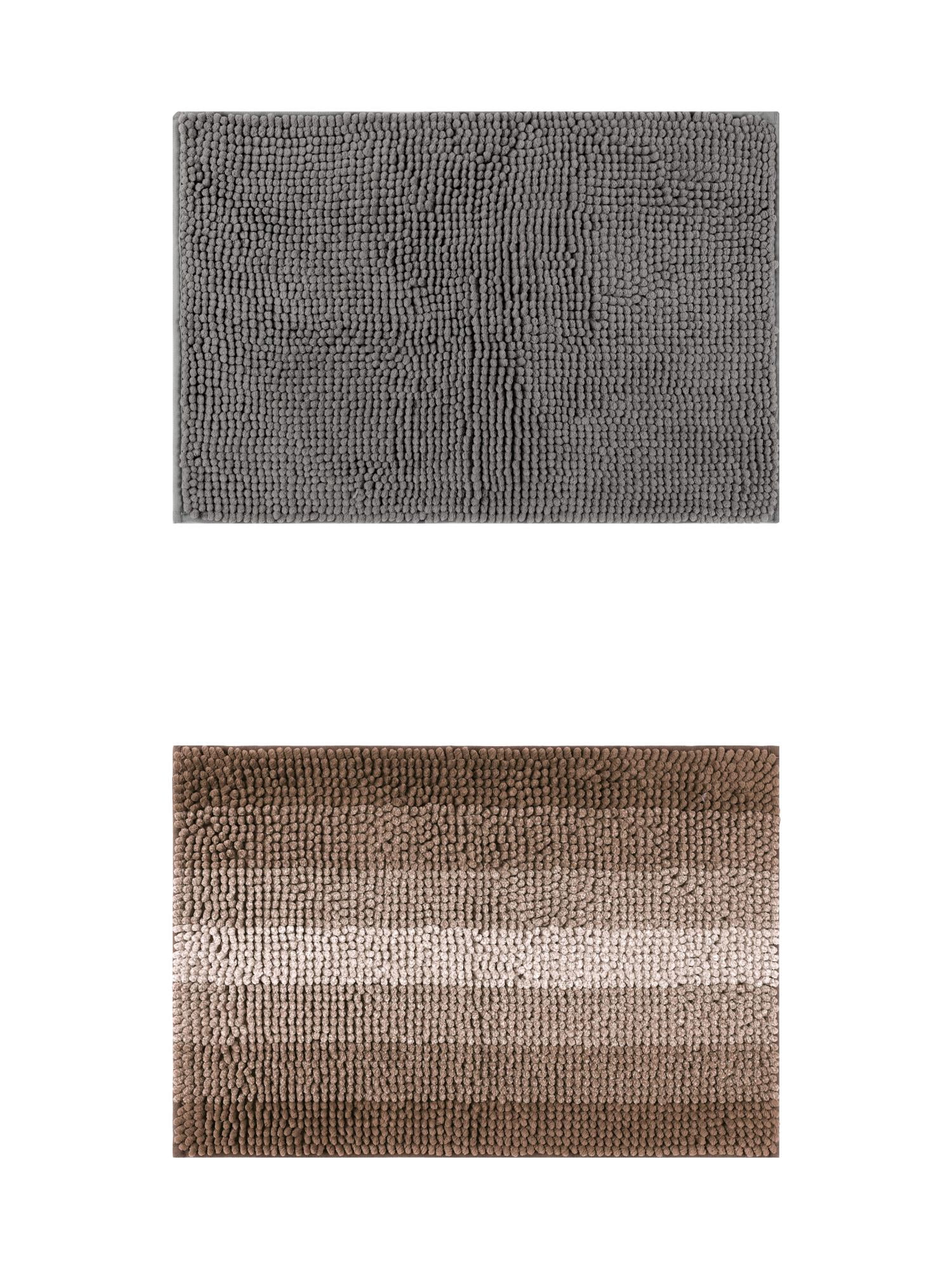 Unique Bargains 2 Pcs Plush Fluffy Extra Thick Mat Grey/Coffee 20" x 32"