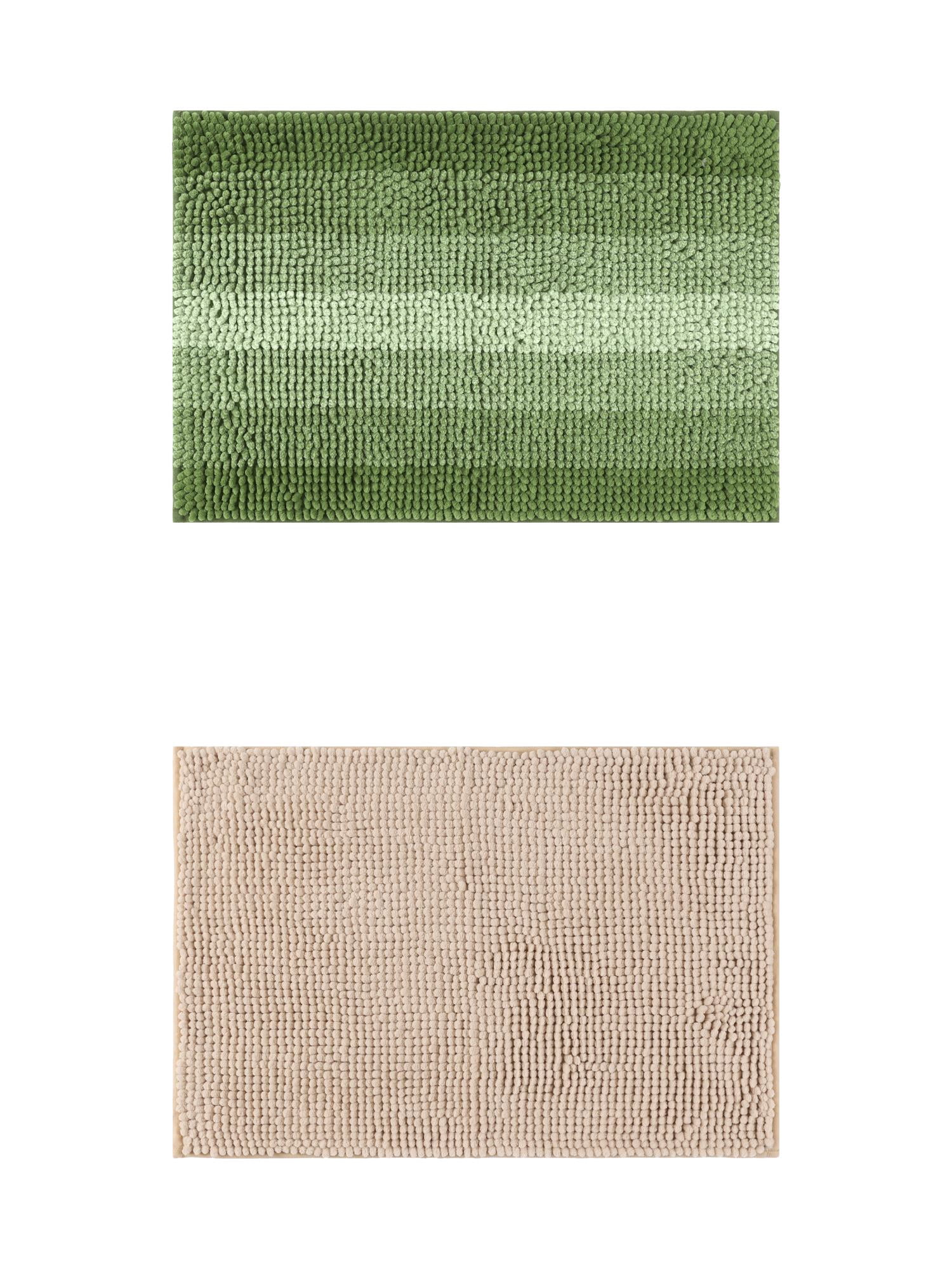 Unique Bargains 2 Pcs Plush Fluffy Extra Thick Mat Khaki/Green 16" x 24"