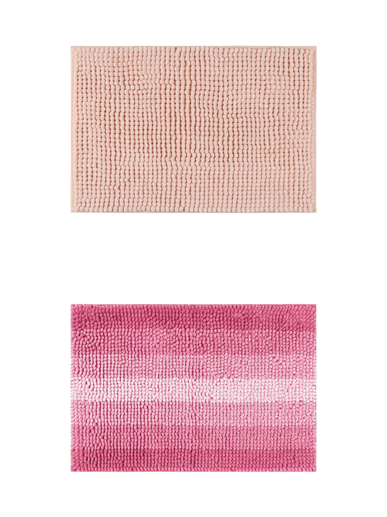 Unique Bargains 2 Pcs Plush Fluffy Extra Thick Mat Pink 20" x 32"