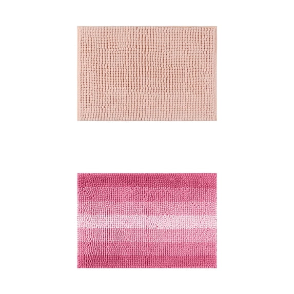 Unique Bargains 2 Pcs Plush Fluffy Extra Thick Mat Pink 20" x 32"
