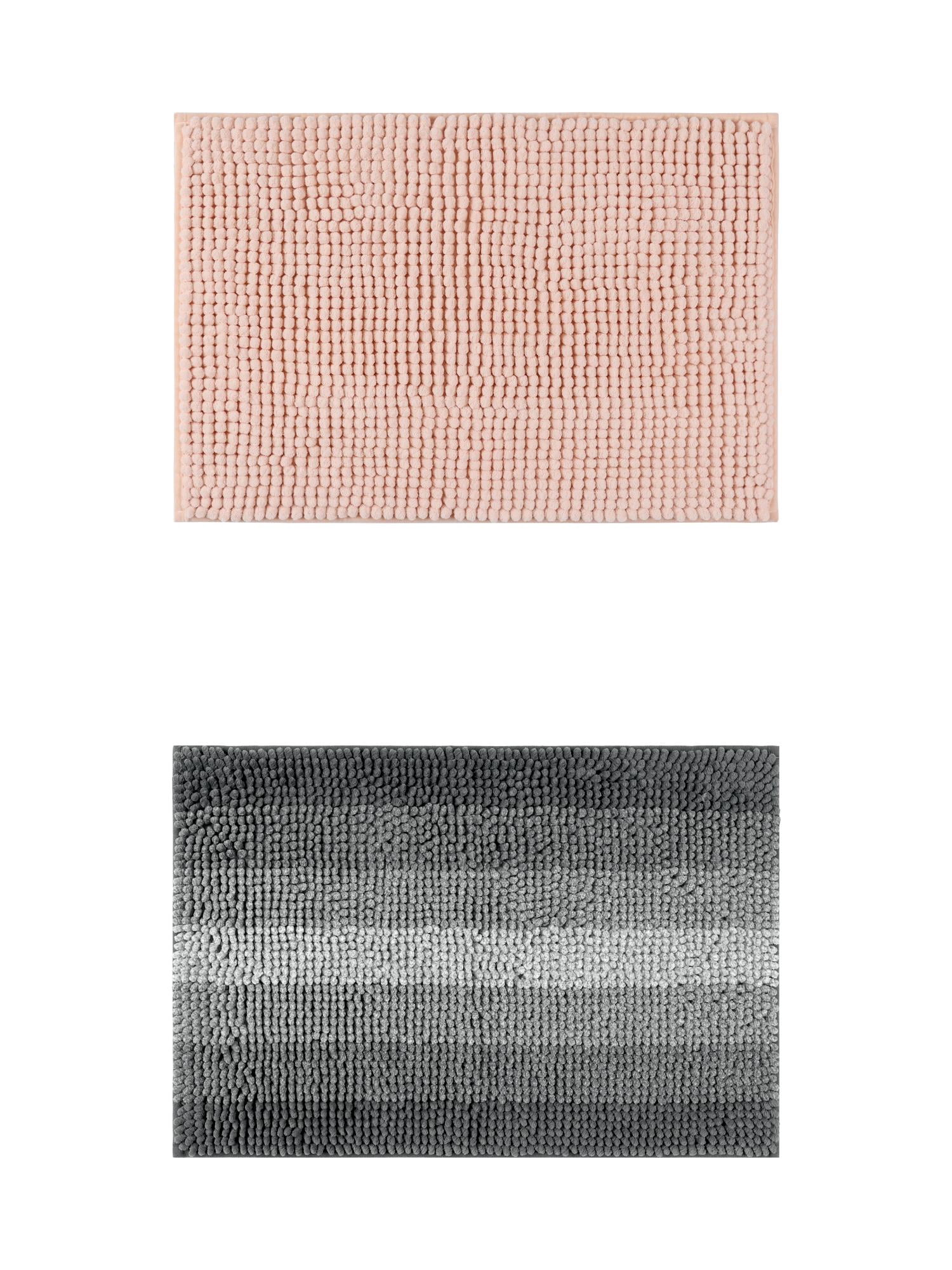 Unique Bargains 2 Pcs Plush Fluffy Extra Thick Mat Pink/Black 20" x 32"