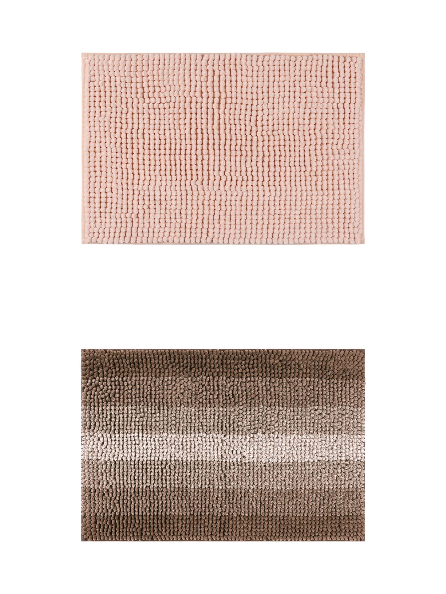 Unique Bargains 2 Pcs Plush Fluffy Extra Thick Mat Pink/Coffee 20
