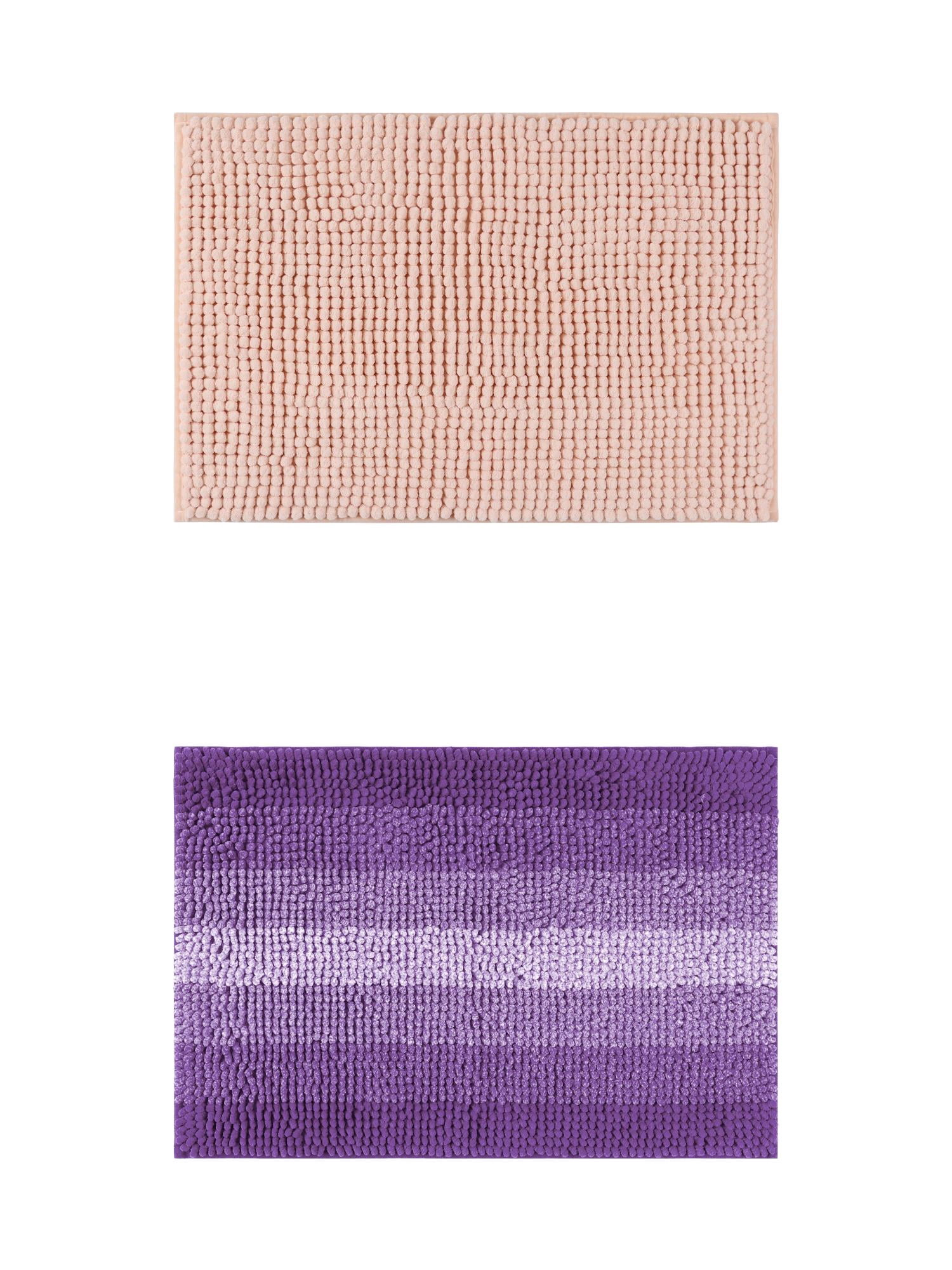 Unique Bargains 2 Pcs Plush Fluffy Extra Thick Mat Pink/Purple 20" x 32"