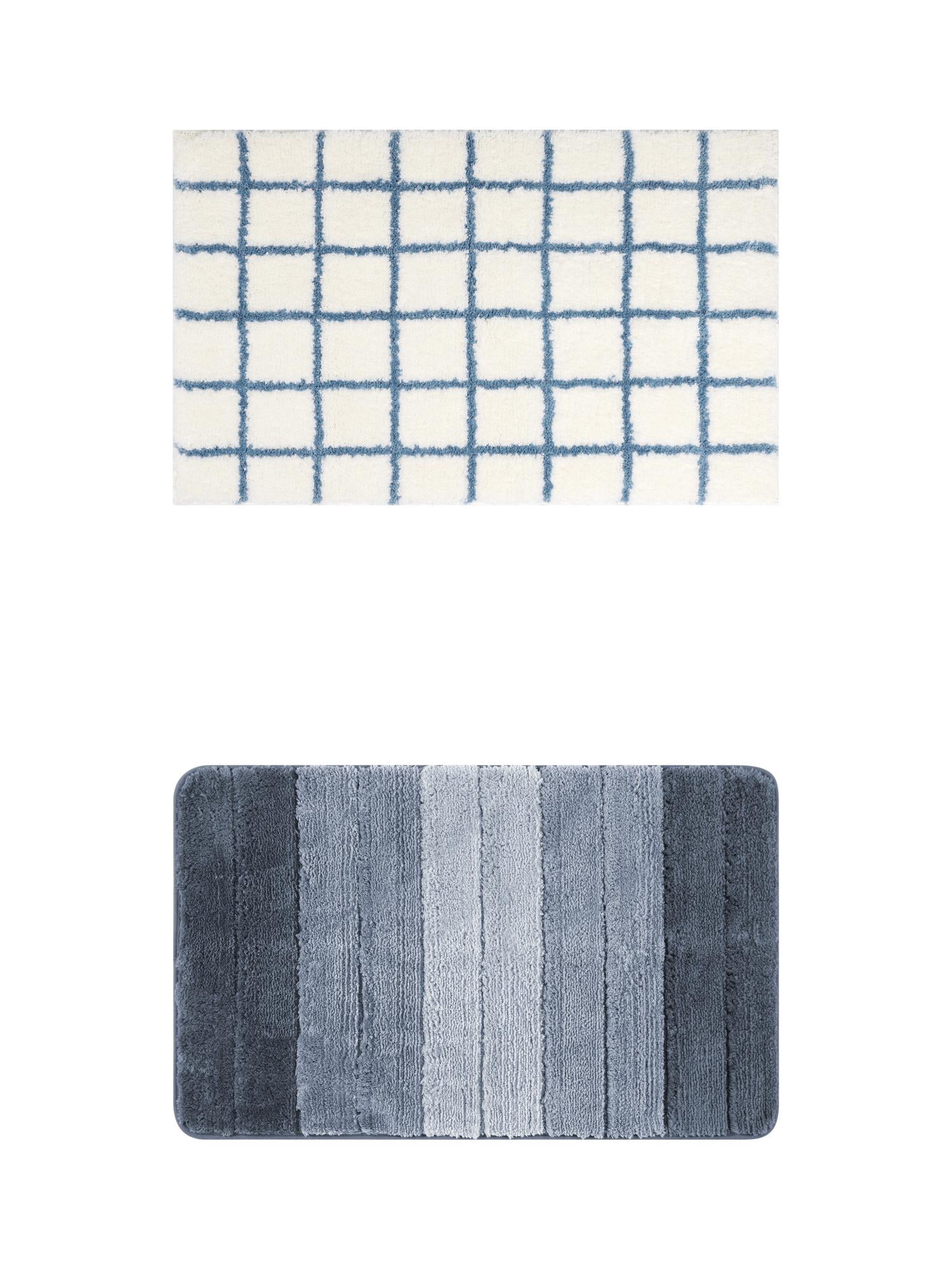 Unique Bargains 2 Pcs Plush Gradient Bath Rugs Blue 16" x 24"