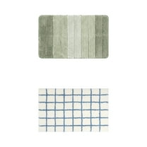 Unique Bargains 2 Pcs Plush Gradient Bath Rugs Blue/Green 16" x 24"