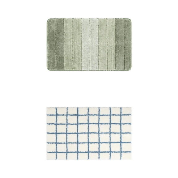 Unique Bargains 2 Pcs Plush Gradient Bath Rugs Blue/Green 16" x 24"
