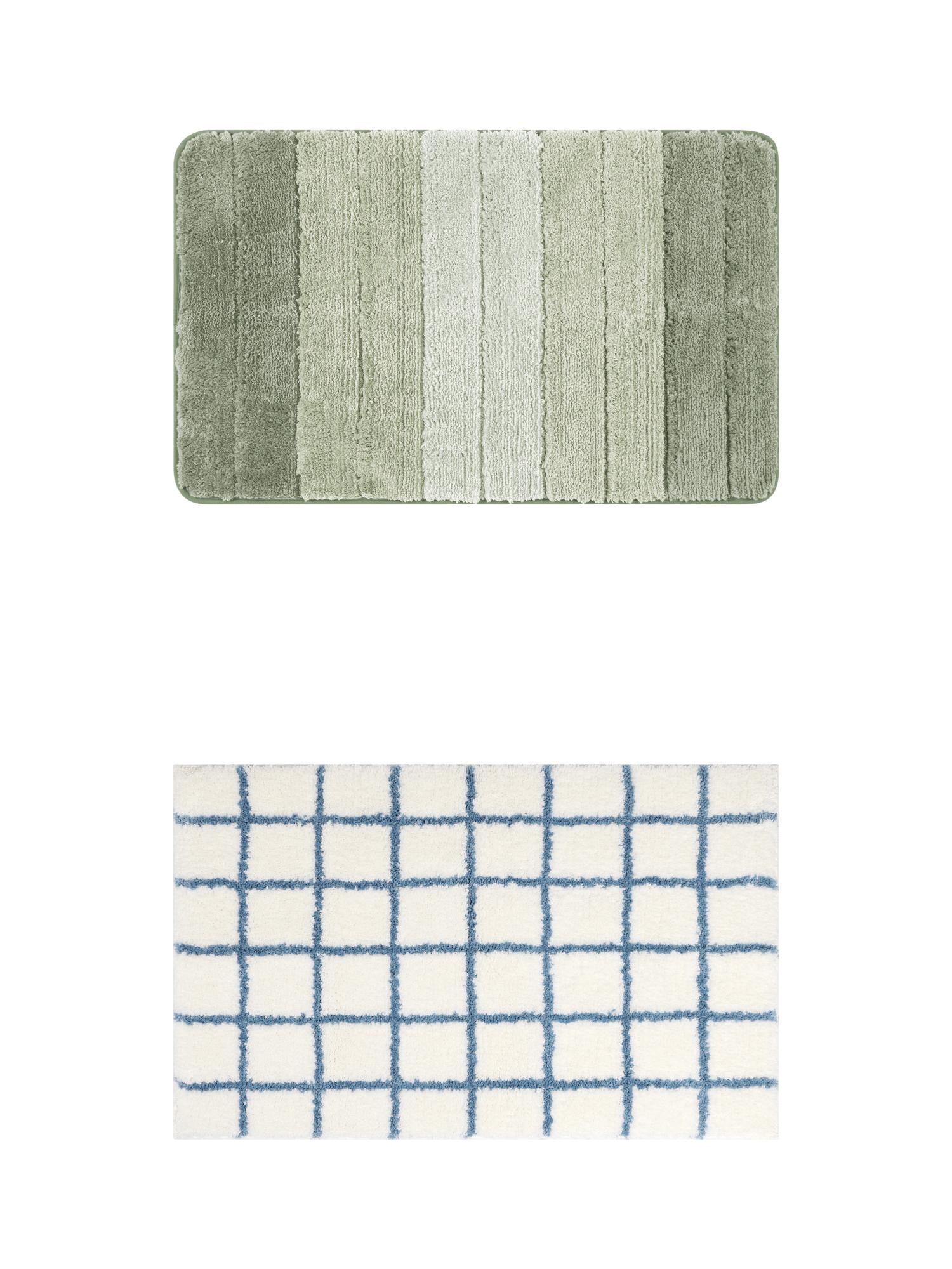 Unique Bargains 2 Pcs Plush Gradient Bath Rugs Blue/Green 20" x 32"