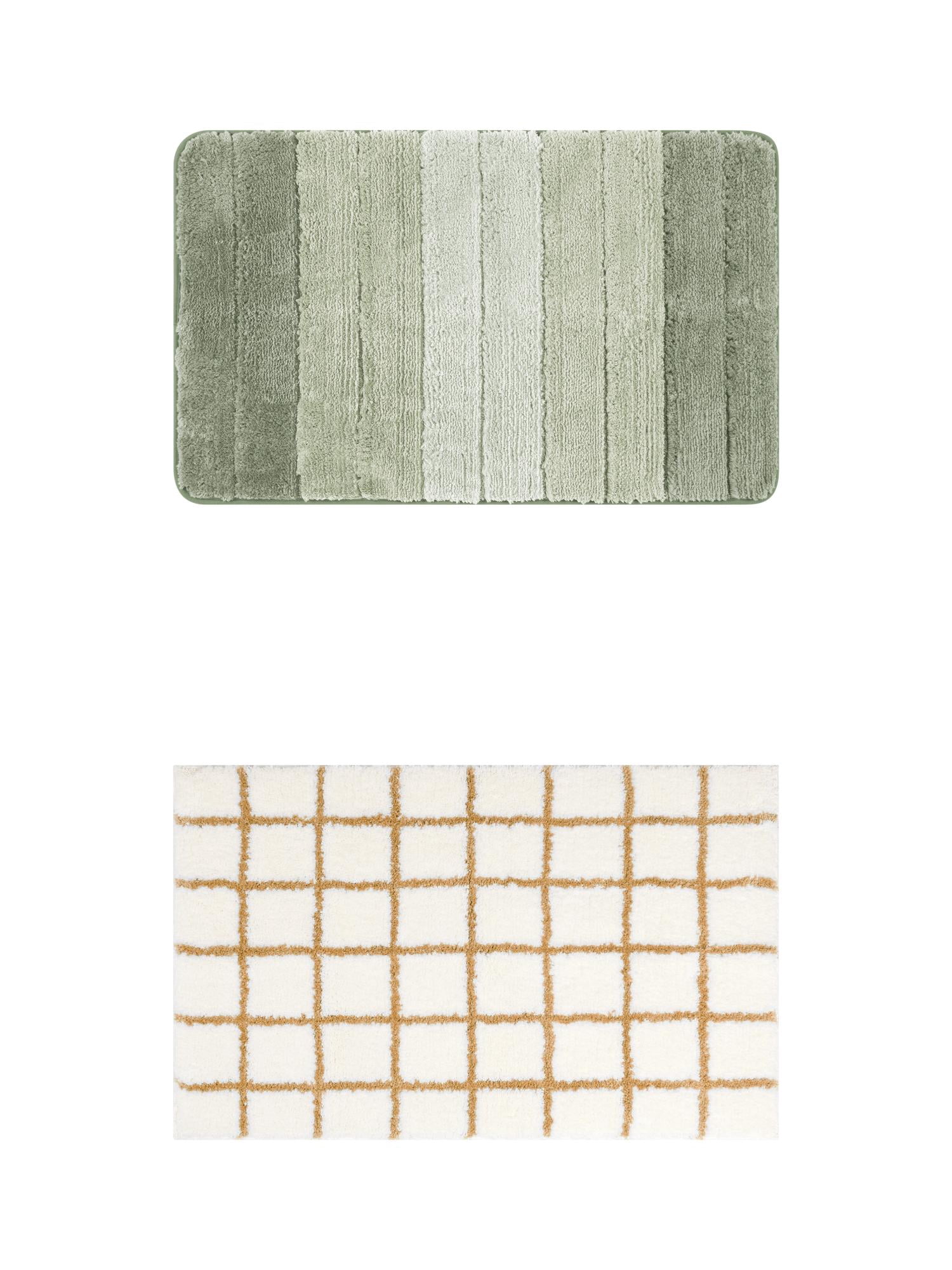 Unique Bargains 2 Pcs Plush Gradient Bath Rugs Brown/Green 16" x 24"