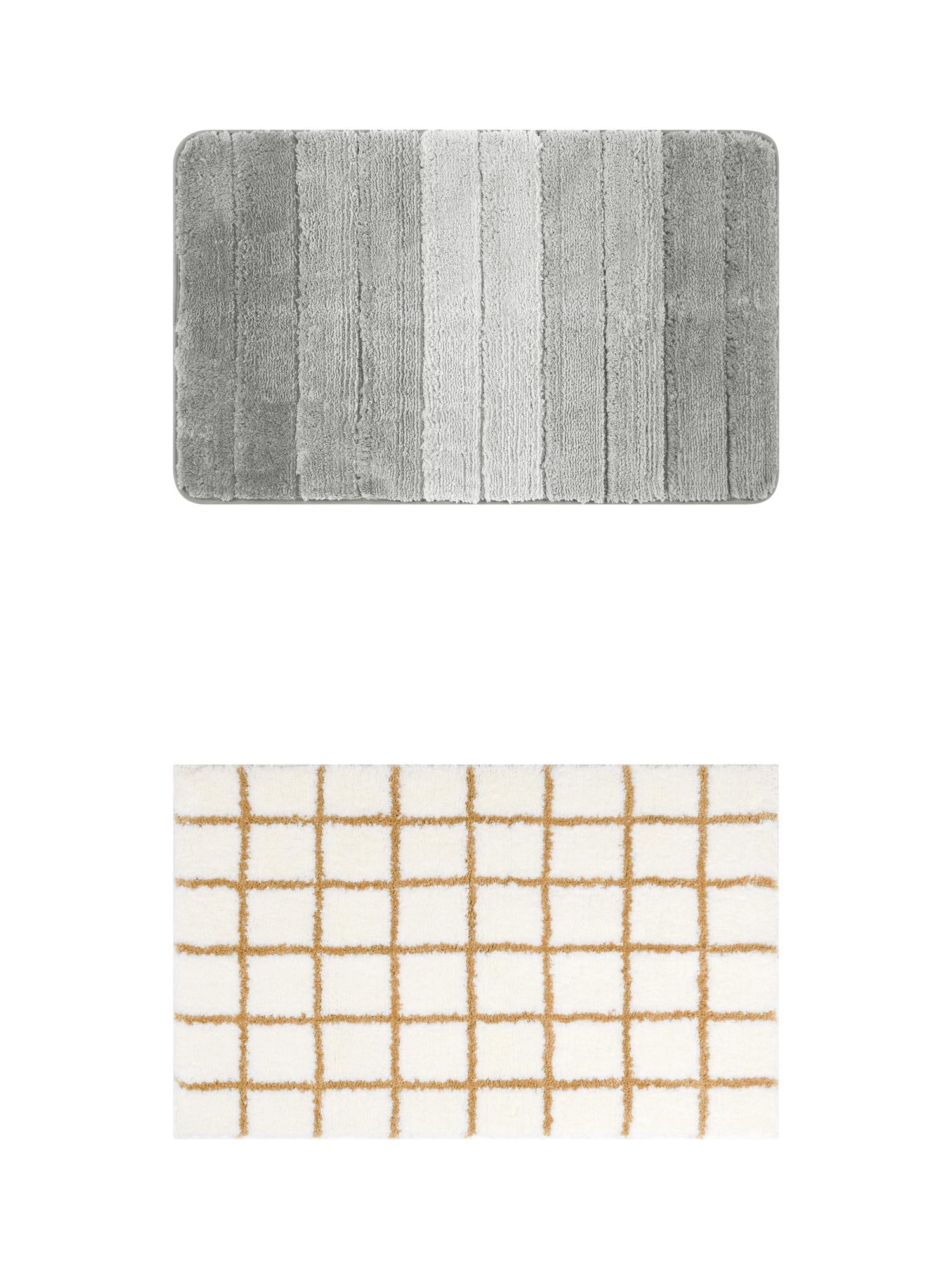 Unique Bargains 2 Pcs Plush Gradient Bath Rugs Brown/Grey 16" x 24"