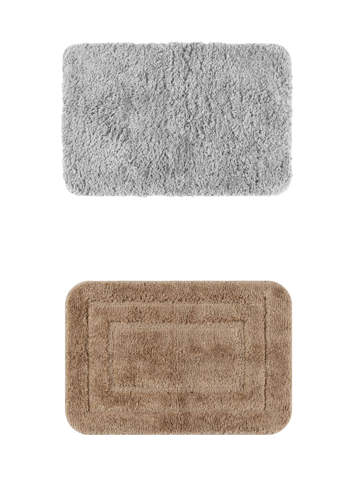 Unique Bargains 2 Pcs Plush Gradient Bath Rugs Grey/Brown 16" x 24"