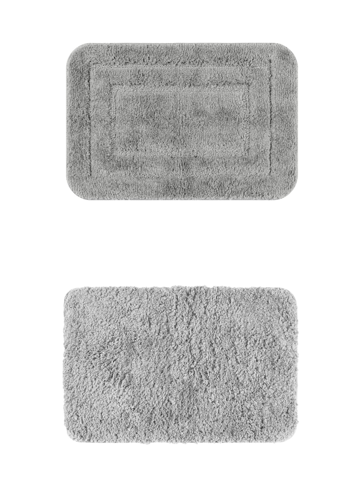 Unique Bargains 2 Pcs Plush Gradient Bath Rugs Grey/Dark Gray 16" x 24"