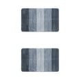 thumbnail image 1 of Unique Bargains 2 Pcs Plush Gradient Striped Bath Mats Microfiber Shaggy Rugs Blue 16" x 24"/20" x 32", 1 of 6
