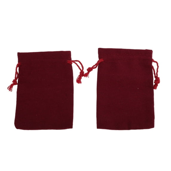 Unique Bargains 2 Pcs Portable Drawstring Bag Wine Red Cotton Cloth