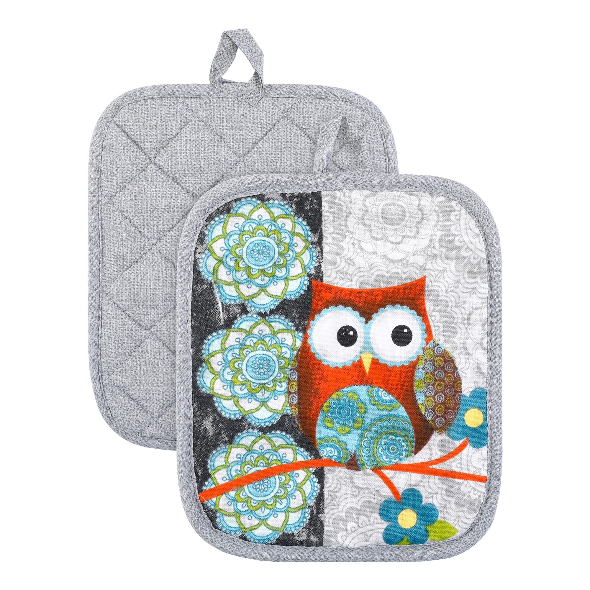 Unique Bargains 2 Pcs Pot Holders, Heat Resistant Trivets for Baking Little owl 6.5"x7.9"