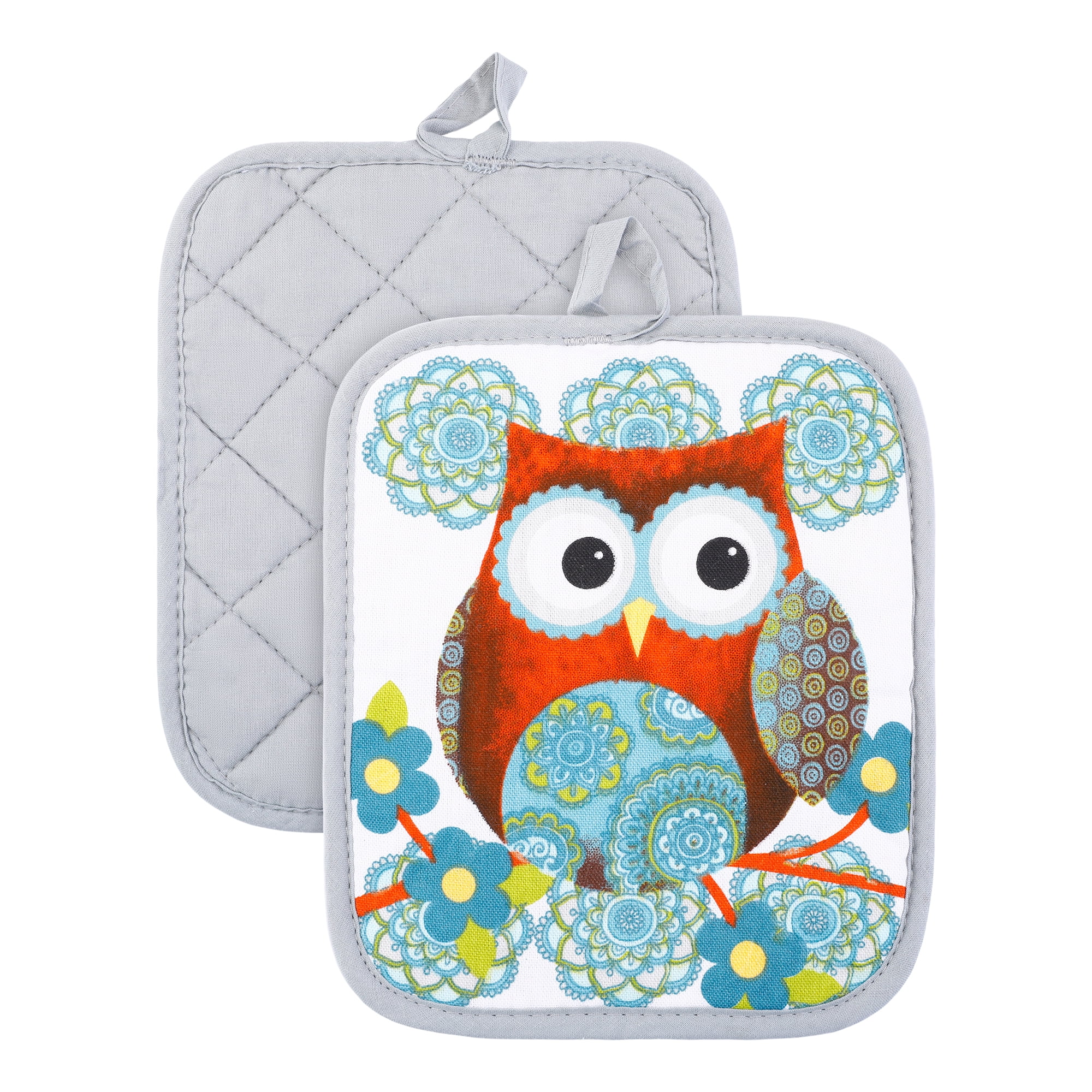 Unique Bargains 2 Pcs Pot Holders, Heat Resistant Trivets for Baking Owl 6.5"x7.9"