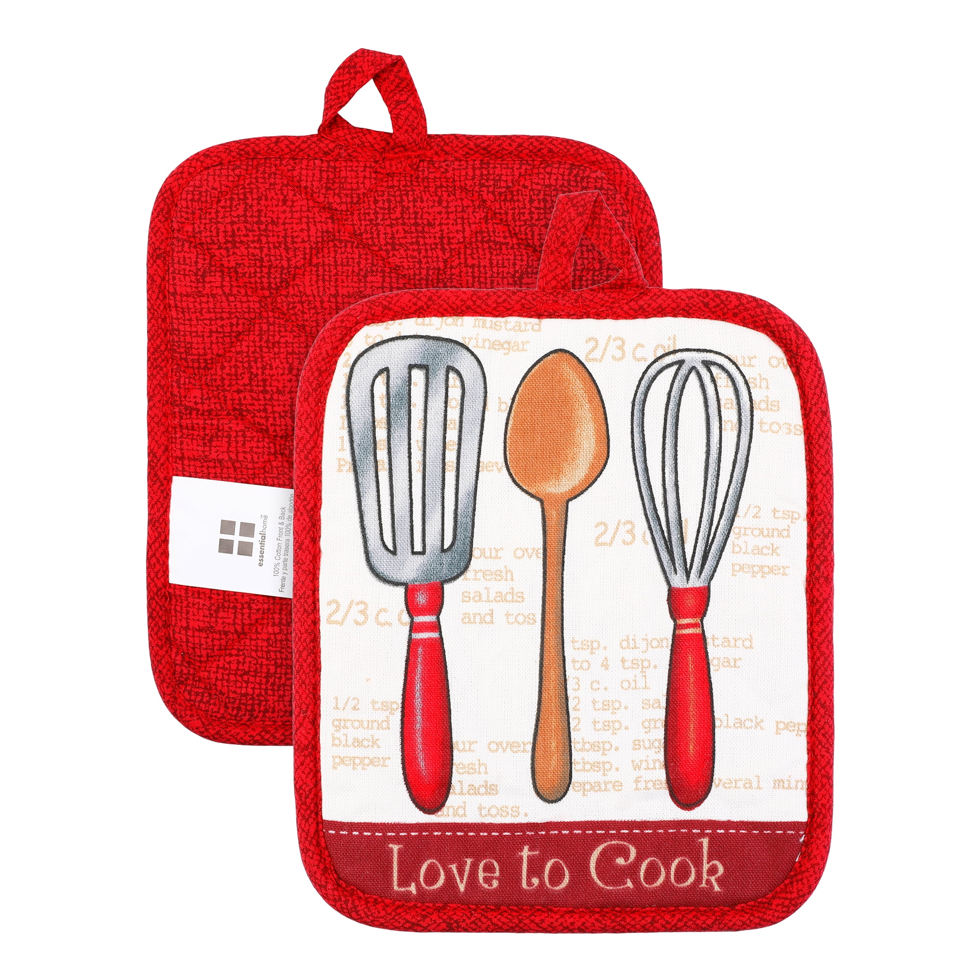 Unique Bargains 2 Pcs Pot Holders, Heat Resistant Trivets for Baking Red 6.5"x7.9"