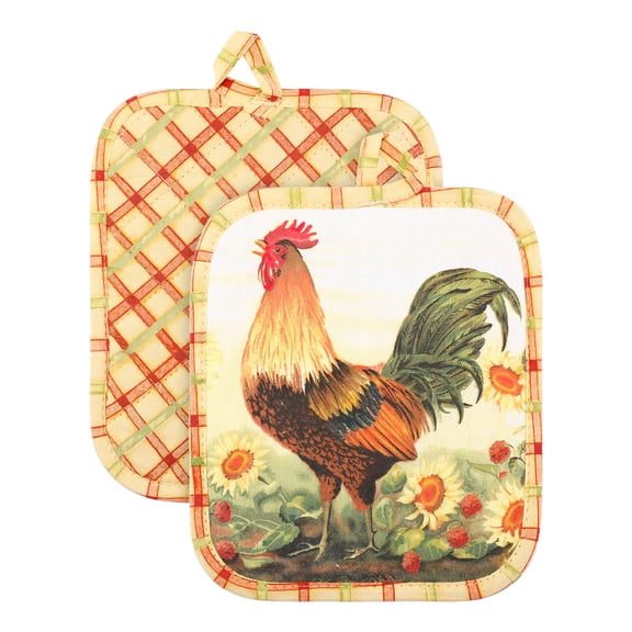 Unique Bargains 2 Pcs Pot Holders, Heat Resistant Trivets for Baking Rooster 6.5"x7.9"