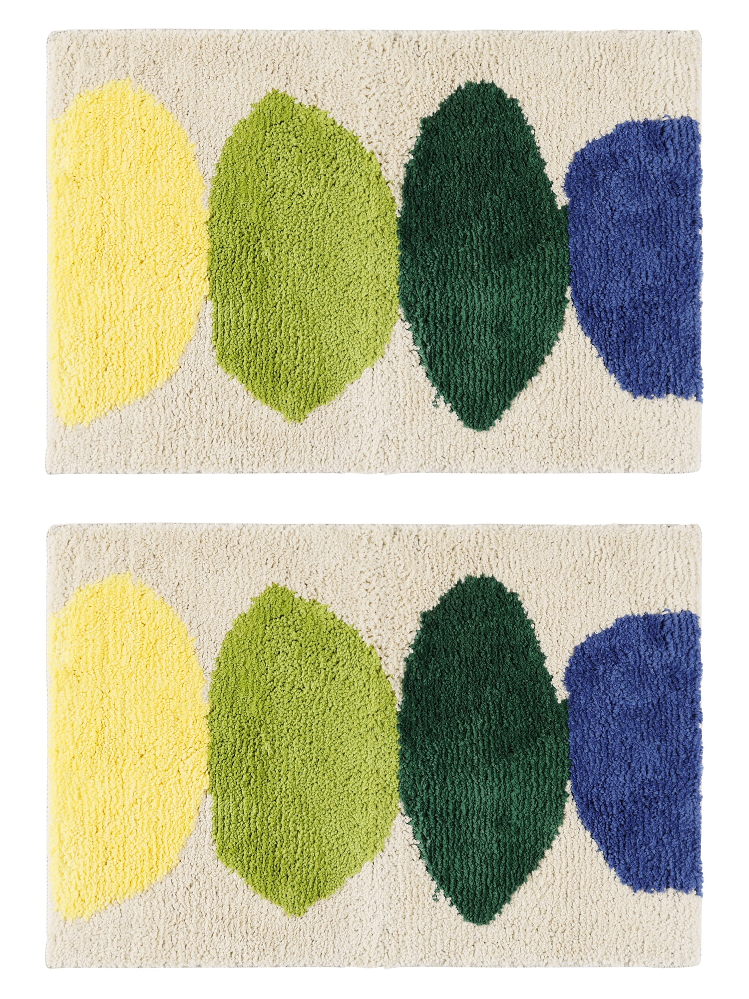 Unique Bargains 2 Pcs Printing Bath Mats Non-Slip Quick Dry Rugs for Bathroom Beige 18" x 26"