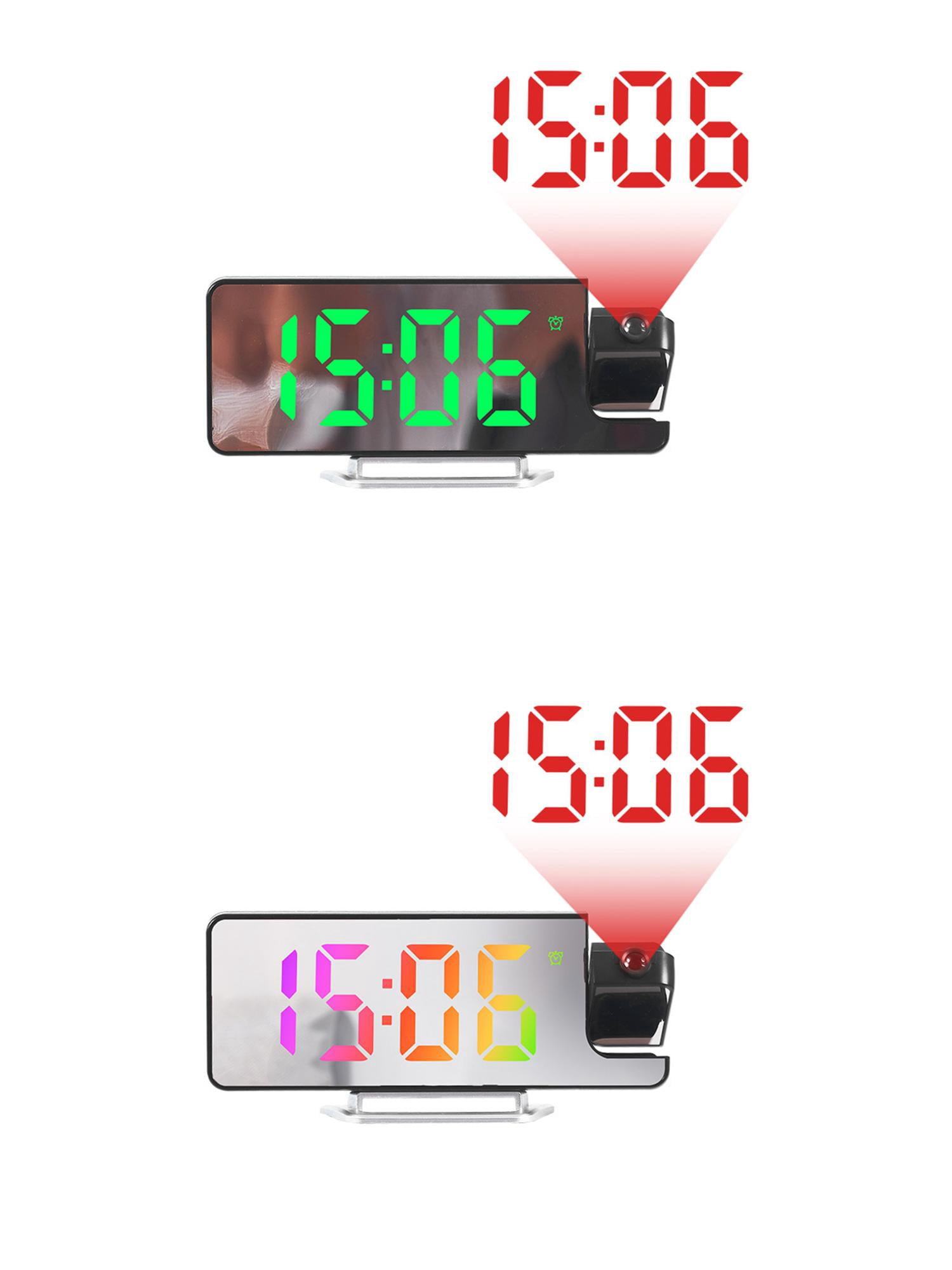 Unique Bargains 2 Pcs Projection Alarm Clocks for Deep Sleepers Green/Pink