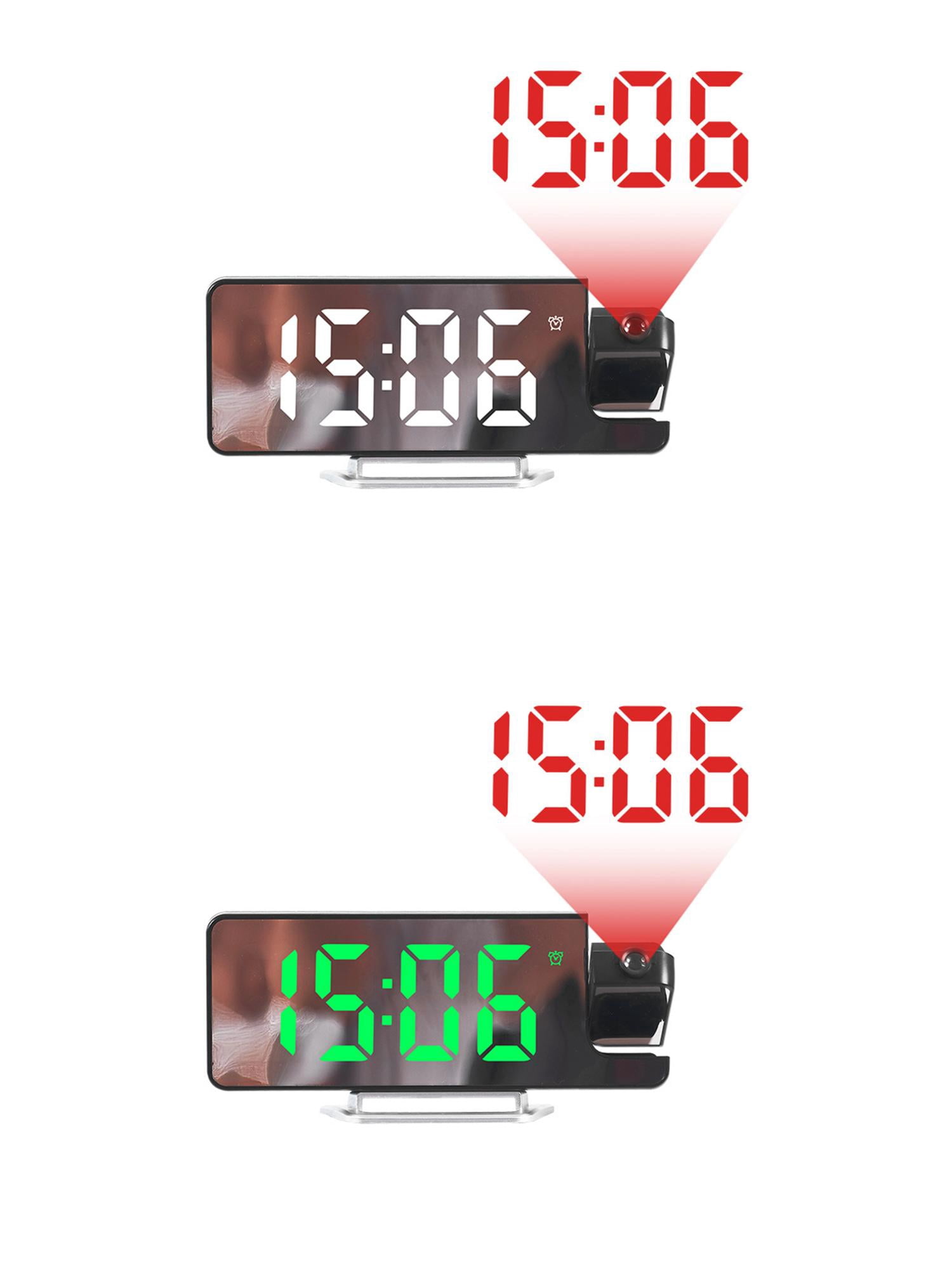 Unique Bargains 2 Pcs Projection Alarm Clocks for Deep Sleepers White/Green