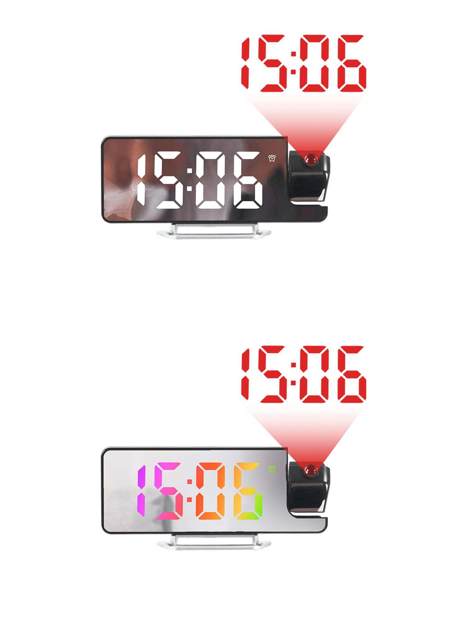 Unique Bargains 2 Pcs Projection Alarm Clocks for Deep Sleepers White/Pink