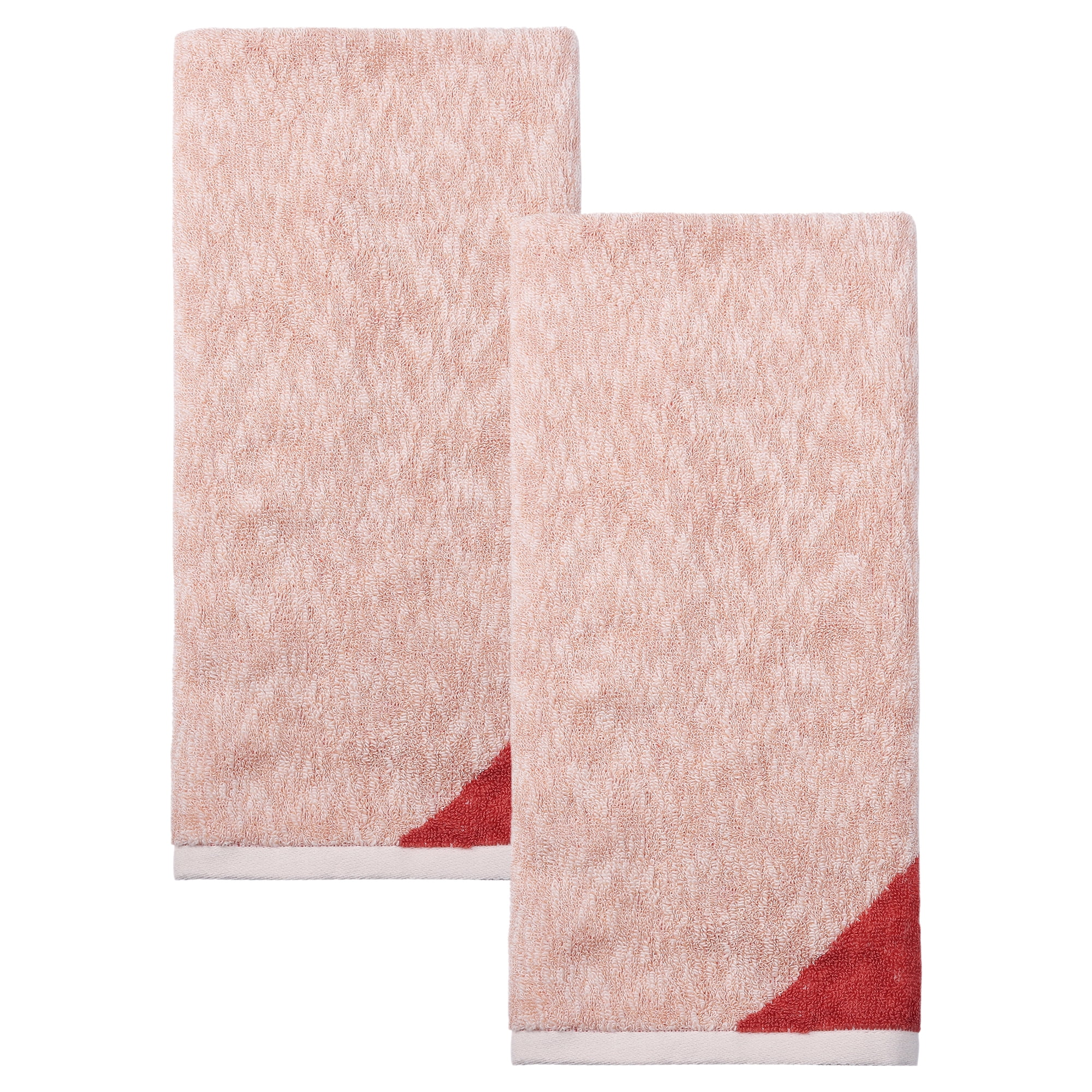 Unique Bargains 2Pcs Pure Cotton Soft Absorbent Hand Towels Orange 29" x 13"