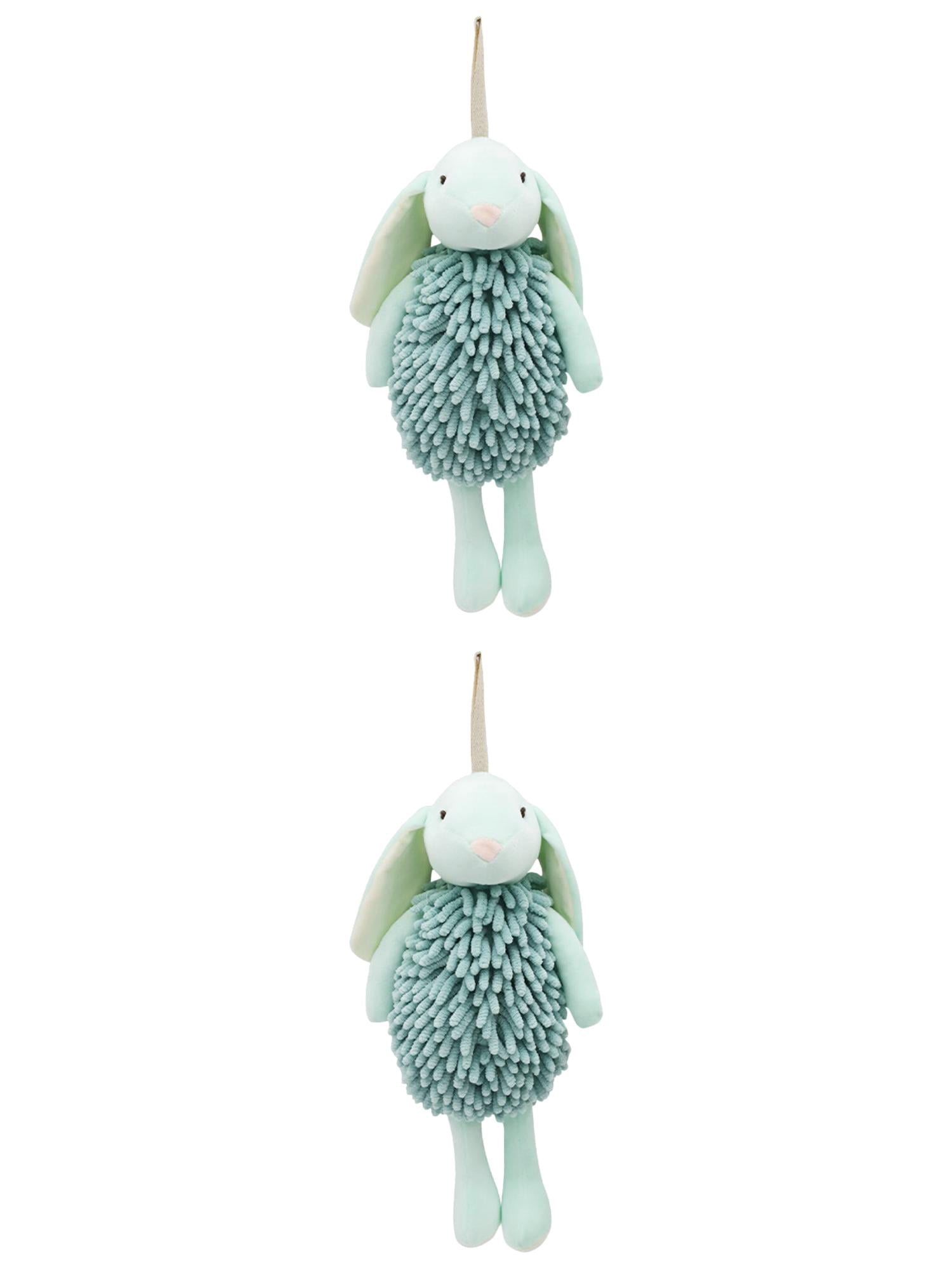 Unique Bargains 2 Pcs Rabbit Hand Towels 6" x 14" Green