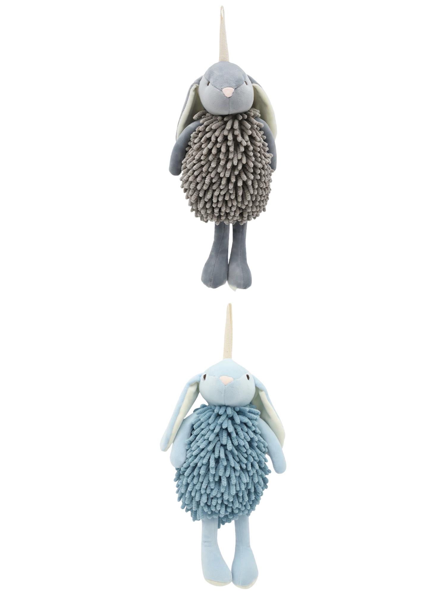 Unique Bargains 2 Pcs Rabbit Hand Towels 6" x 14" Grey/Blue