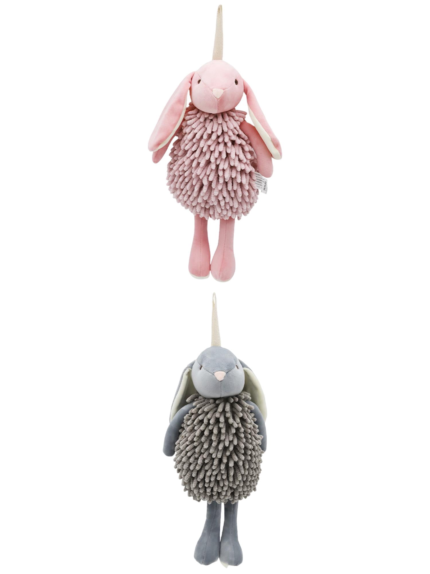 Unique Bargains 2 Pcs Rabbit Hand Towels 6" x 14" Pink/Grey