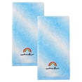 thumbnail image 1 of Unique Bargains 2 Pcs Rainbow Cotton Soft Absorbent Hand Towels Blue 28" x 13", 1 of 7