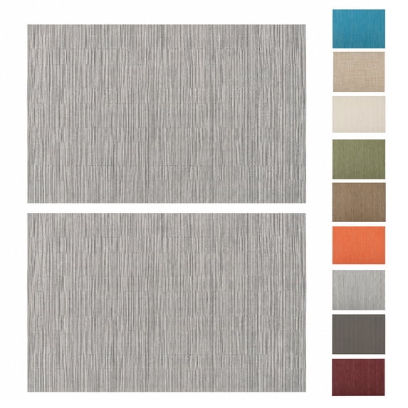 Unique Bargains 2 Pcs Rectangular Bamboo-like Texture Placemat Silver Tone Gray