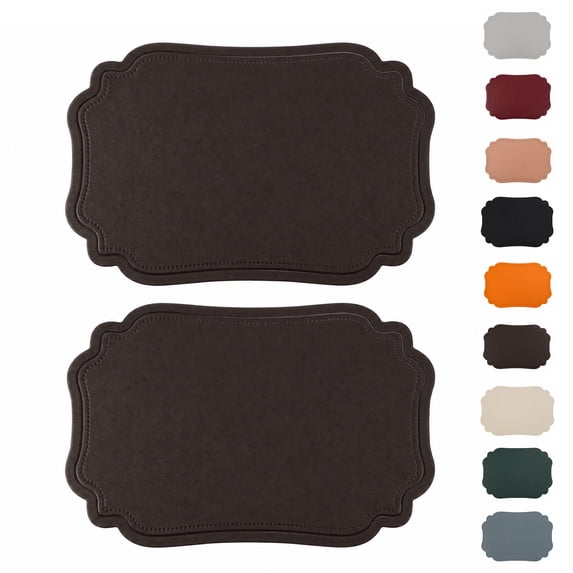 Unique Bargains 2 Pcs Rectangular Faux Leather Placemat Coffee Color