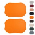 thumbnail image 1 of Unique Bargains 2 Pcs Rectangular Faux Leather Placemat Orange, 1 of 5