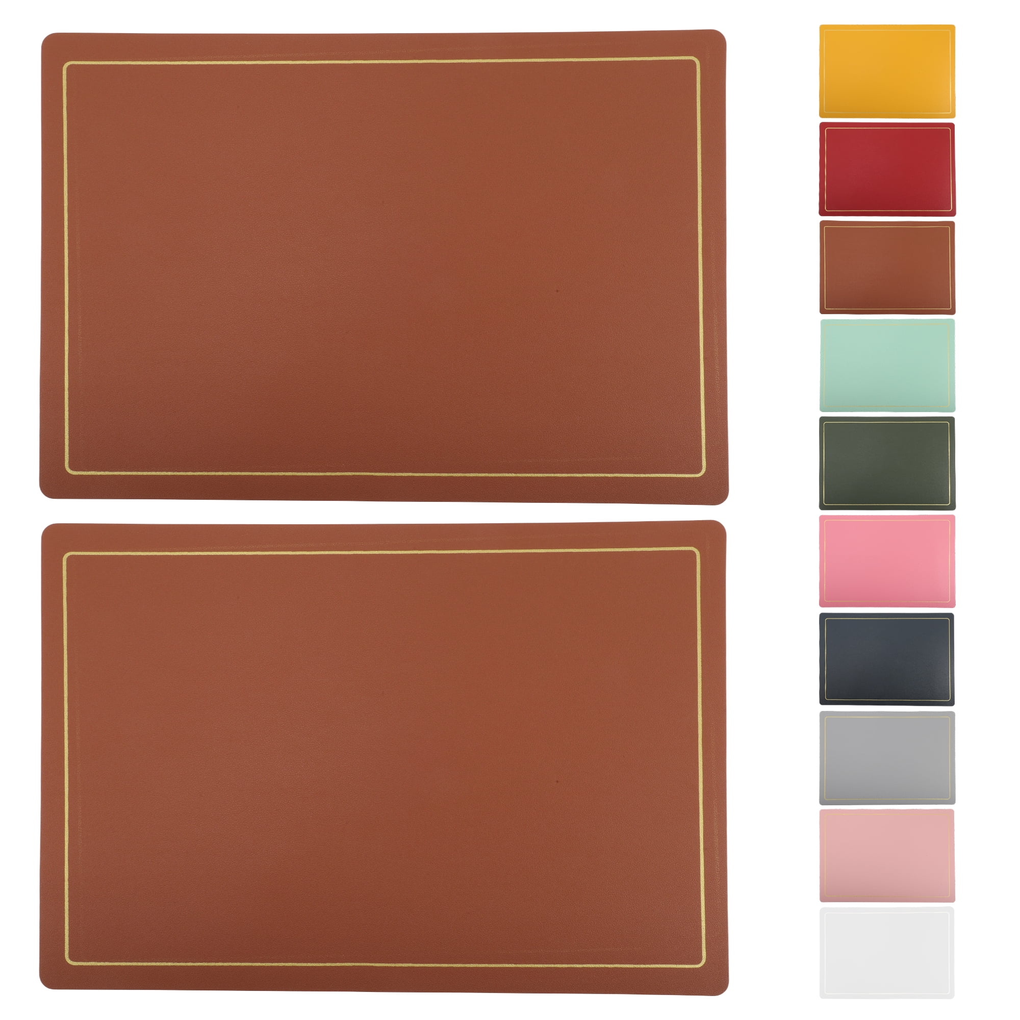 Unique Bargains 2 Pcs Rectangular Two Color Placemat Brown Gray ...