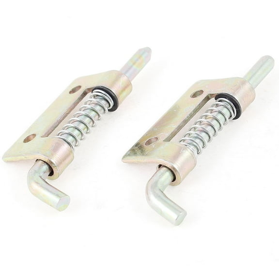 Unique Bargains 2 Pcs Right-handed Fixed Locked Spring Loaded Metal Bolt Latch 2.2'