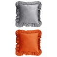 thumbnail image 1 of Unique Bargains 2 Pcs Scalloped Square Throw Pillow Covers Grey/Orange 18" x 18", 1 of 7