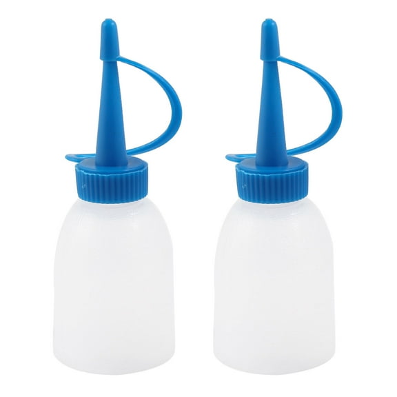 Unique Bargains 2 Pcs School Lab Blue Clear White Squeeze Bottles 50ml for Alcohol