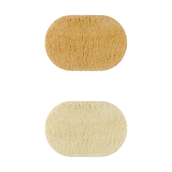 Unique Bargains 2 Pcs Shag Bath Rugs Absorbent Soft Thick Bathroom Mats Beige/Khaki 16" x 24"