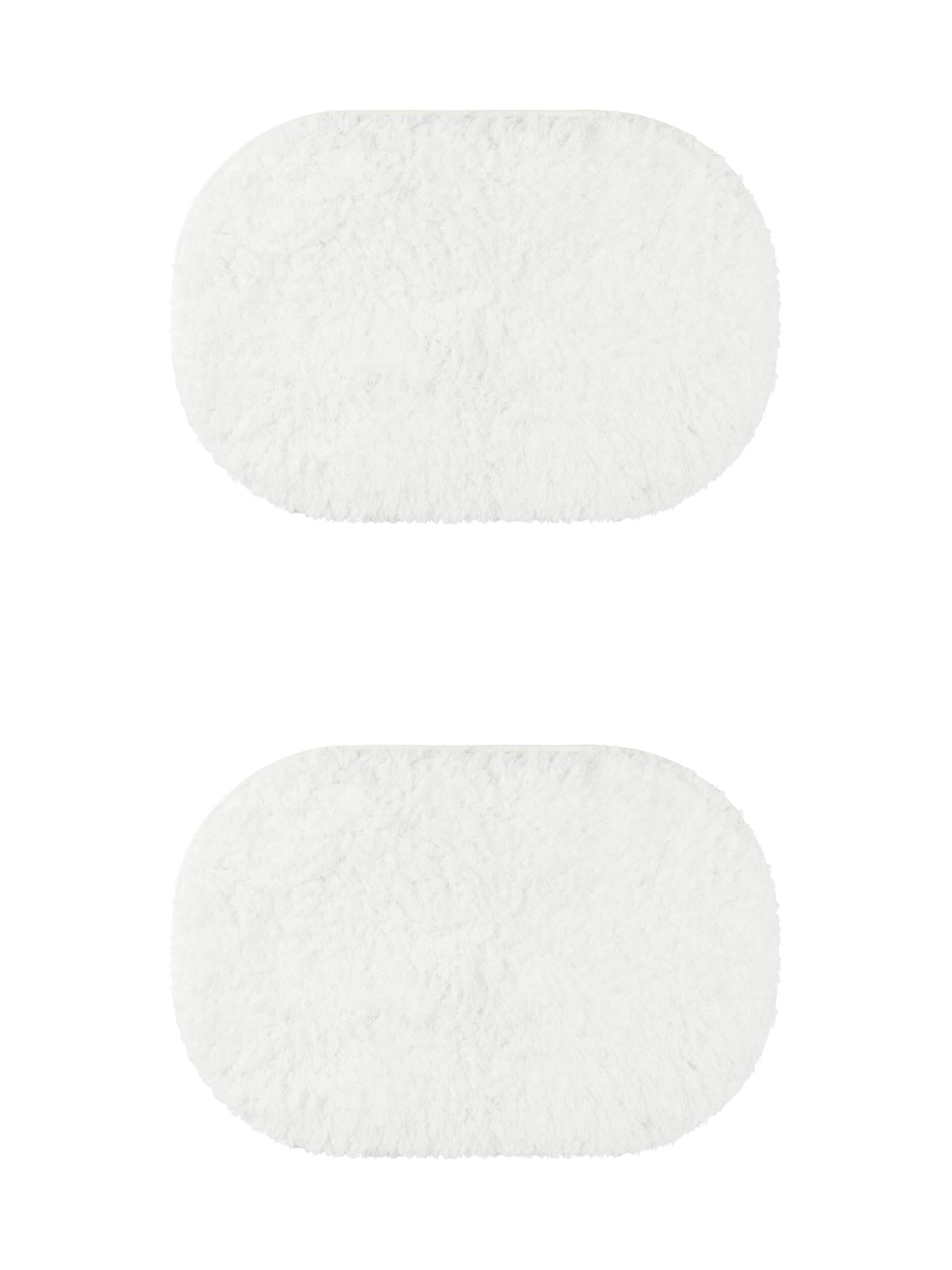 Unique Bargains 2 Pcs Shag Bath Rugs Absorbent Soft Thick Bathroom Mats White 20" x 32"