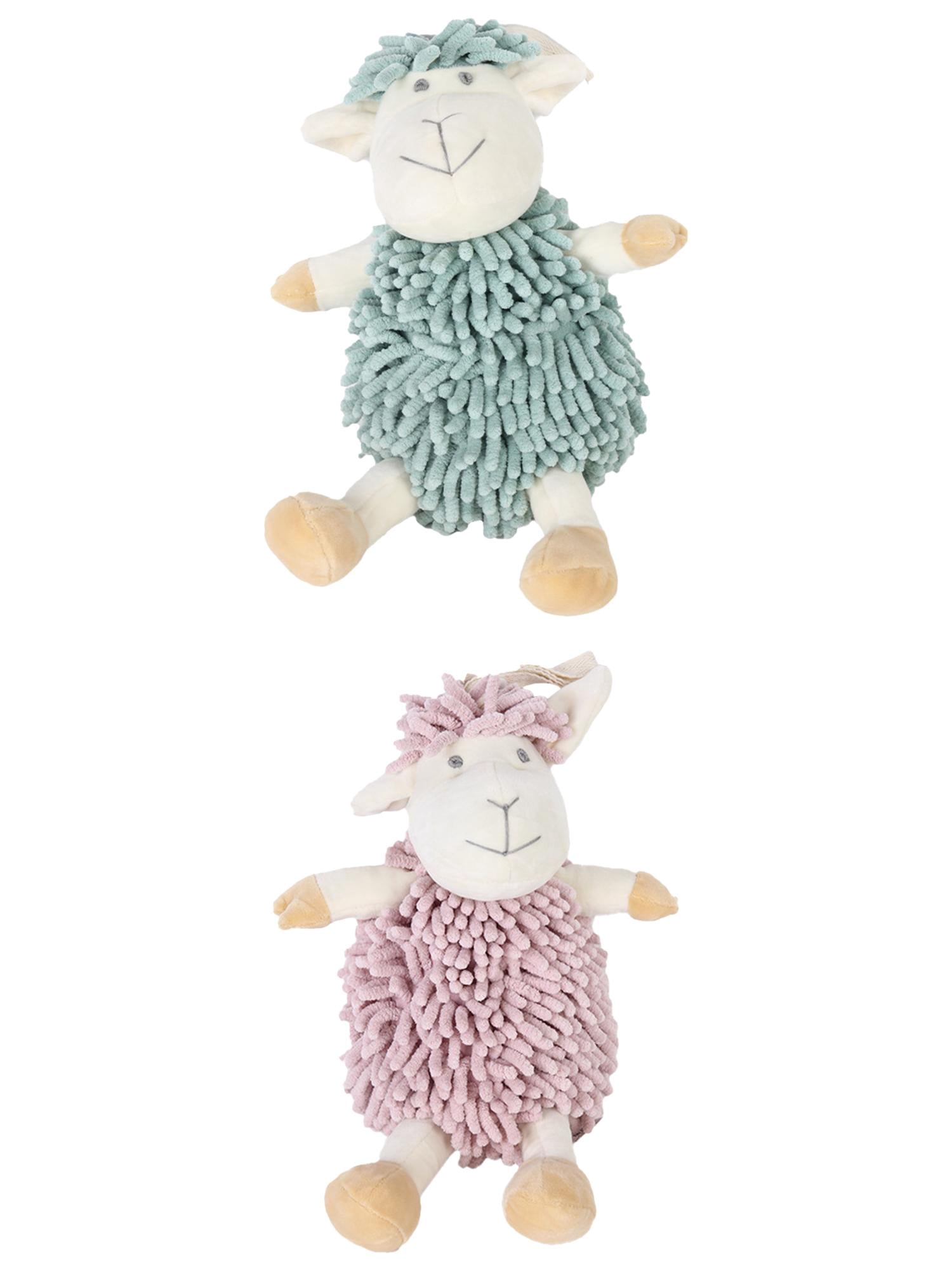 Unique Bargains 2 Pcs Sheep Hand Towels 9" x 13" Green/Pink