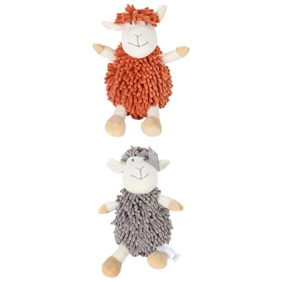 Unique Bargains 2 Pcs Sheep Hand Towels 9" x 13" Orange/Grey