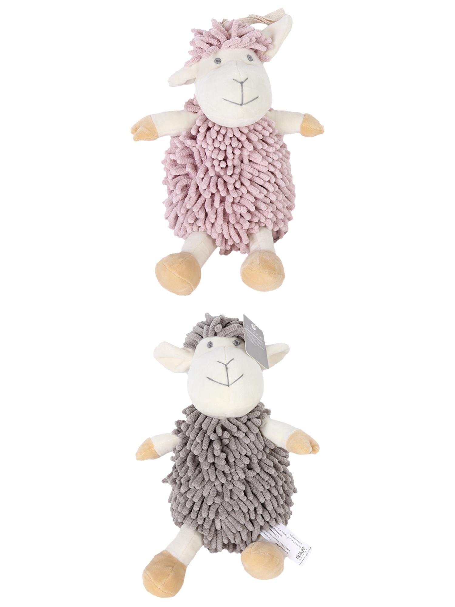Unique Bargains 2 Pcs Sheep Hand Towels 9" x 13" Pink/Grey
