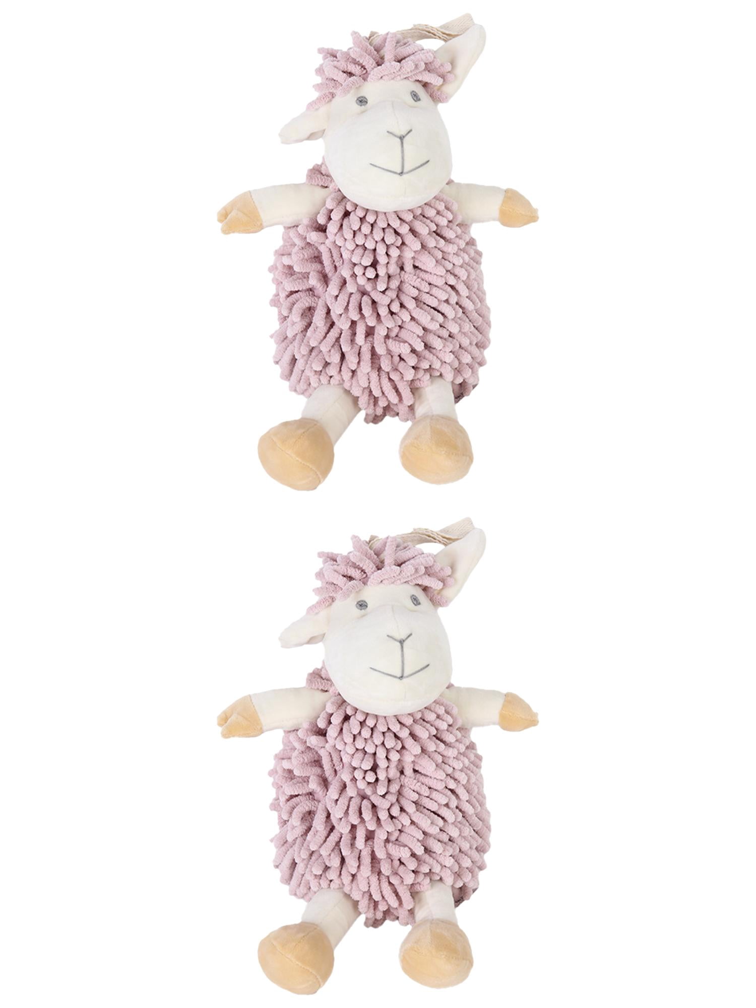 Unique Bargains 2 Pcs Sheep Hand Towels 9" x 13" Pink