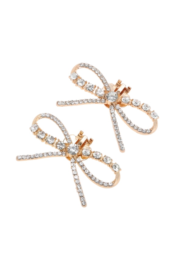 2 Pcs Shoe Accessories Fashionable Bow with Detachable Clip Shoe Decorations Gold Tone