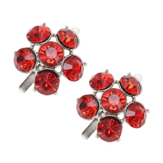 Unique Bargains 2 Pcs Shoe Accessories Fashionable Floral Pin Back Shoe Decorations Red, Silver Tone