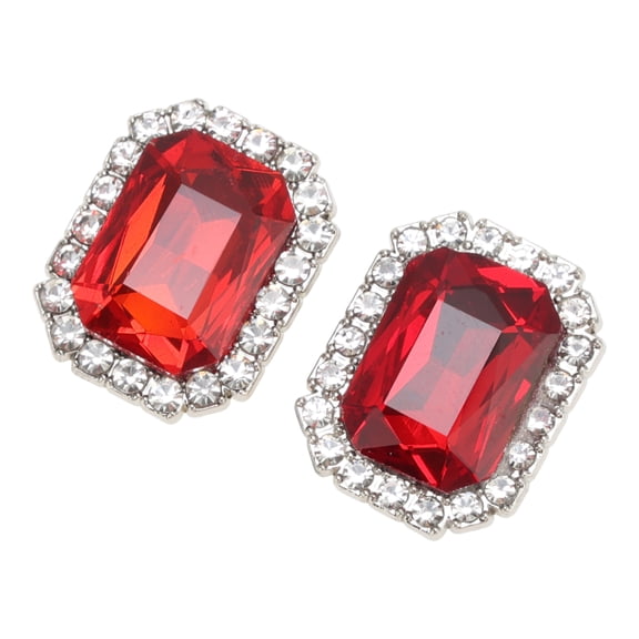 Unique Bargains 2 Pcs Shoe Accessories Fashionable Gemstone Style with Detachable Clip Shoe Decorations Dark Red