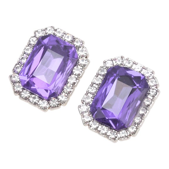 Unique Bargains 2 Pcs Shoe Accessories Fashionable Gemstone Style with Detachable Clip Shoe Decorations Purple